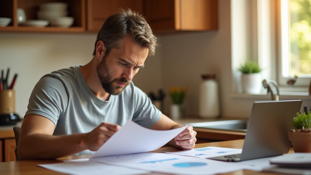 Person reviewing financial documents at home
