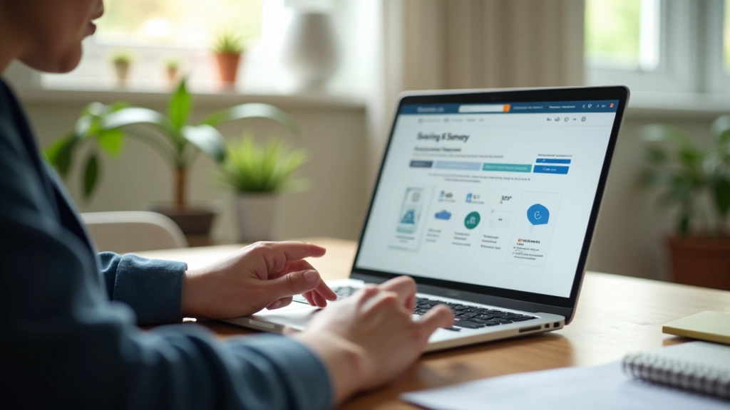 Person at laptop reviewing online marketplace listings with items for sale on screen